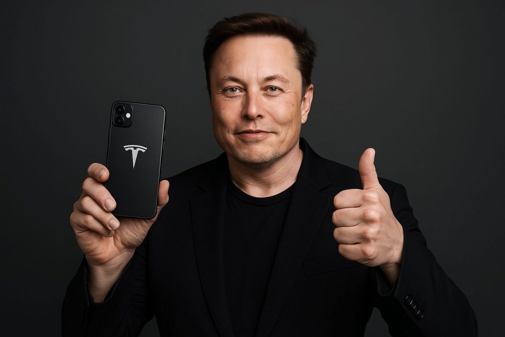 telephone tesla dans le smain d'Elon Musk